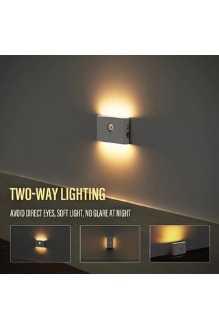 Boatshop1 Usb Şarj Edilebilir Led Gece Lambası Hareket Sensörlü 2 Adet Parallel Sensors Yatak Odası Koridor Dolap Mutfak Perde İçin