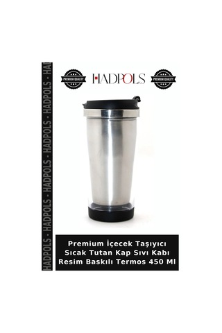 Premium İçecek Taşıyıcı Sıcak Tutan Kap Sıvı Kabı Resim Baskılı Termos 450 Ml Çok Renkli