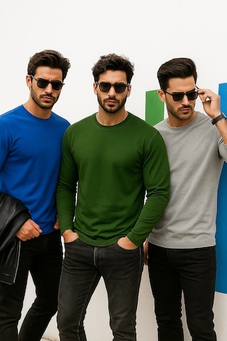 Rich Erkek Mavi-haki-grimelanj 3'lü Paket Basic Uzun Kollu Sporcu Body Mavi-haki-grimelanj