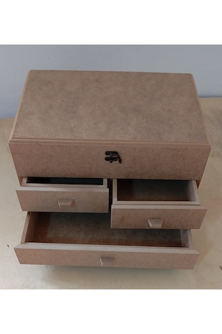 3 Çekmeceli Kapaklı Takı Aksesuar Kutusu