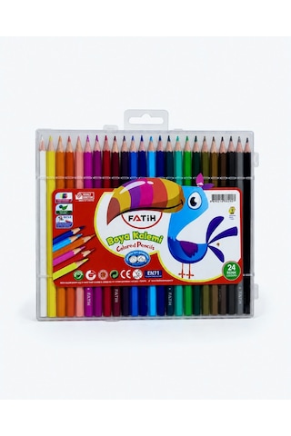 Fatih 24 Renk Kuru Boya Kalemi Plastik Kutulu Canlı Renkler Çok Renkli