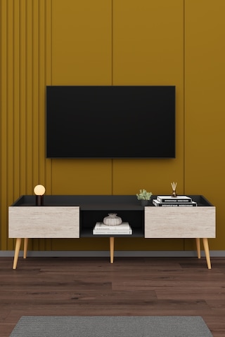 Asra Trend Tv Ünitesi Tv Sehpası T-28 %100 MDF Ayaklı Modern Medya Ünitesi Antrasit - Sidon