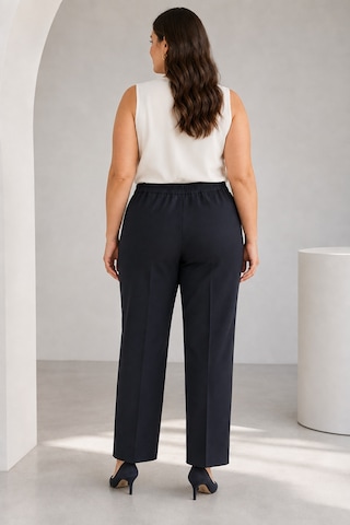 Bihan Store Kadın Büyük Beden Beli Lastikli Portoriko Kumaş Pantolon 721-723-siyah