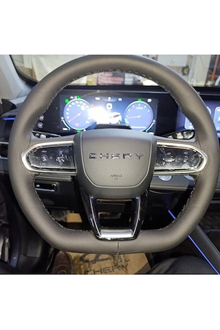 Dikişli Direksiyon Kılıfı Siyah Deri Siyah Dikişli Chery Tiggo 7 Pro İçin Renkli