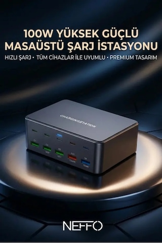 Gan3 Akıllı Çoklu Şarj İstasyonu 10 Port Usb-c + Usb-a Hızlı Şarj Adaptörü Şarj Aleti