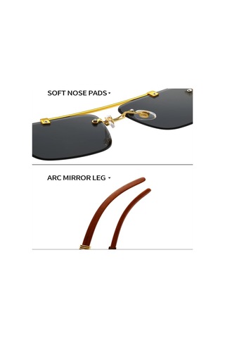 Retro Baskı ÇerçevesizKare Güneş Gözlüğü Kadın Altın Aslan Dekorasyon Güneş Gözlükleri Erkek Gölgelikler Çay