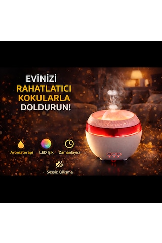 Led Işıklı Hava Nemlendirici Ve Ultrasonik Aroma Difüzör Sessiz Çalışma & Zamanlayıcı