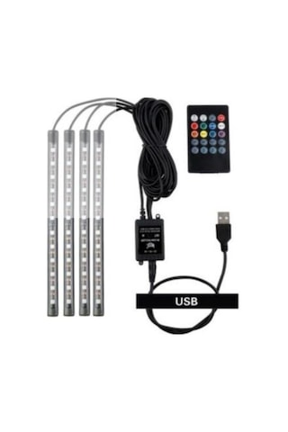 Usb Girişli 12 Ledli Araç İçi Ayak Altı Sese Duyarlı Şerit Led