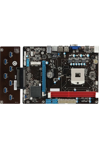 Esonic QS8-BTC Combo Intel Celeron Işlemcili HM65 1600 MHz DDR3 Soket 988 ATX Mining Anakart