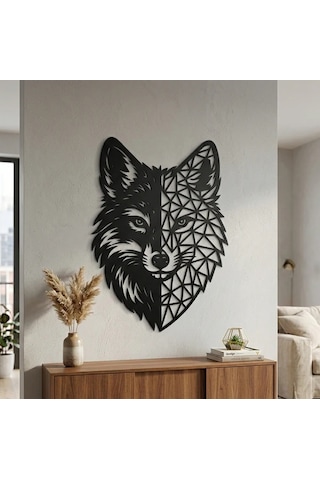 Geometrik Kurt Duvar Tablosu Mdf Lazer Kesim Modern Duvar Süsü Minimal Hayvan Figürlü Dekor