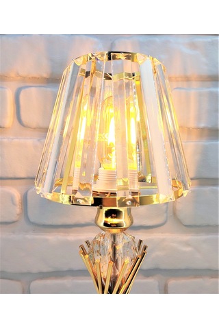 Modern Gold Metal Burgu Kristal Taşlı Kristal Konik Şapka Abajur Gold