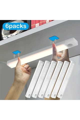 Xuweiwei 6 Paket Beyaz Işık 30.2 Cm Şarj Edilebilir Led Hareket Sensörlü Işıklar Mutfak Dolap Kabin Masa Koridor Kablosuz Manyetik Şerit Işıkları Usb Şarj Pil Gücü Enerji Verimli Ahşap