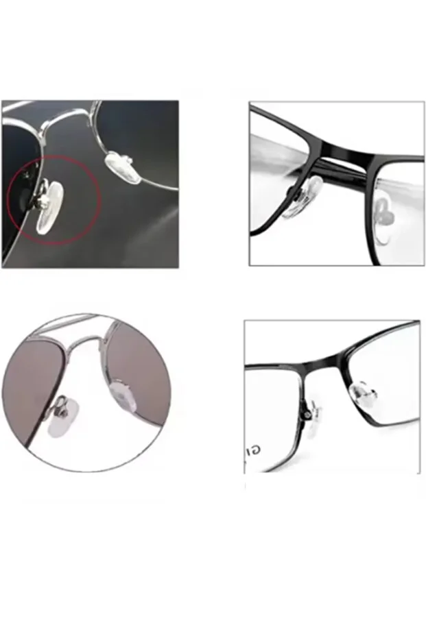 10 Adet 5 Çift Gözlük Burun Pedi - 19 Mm Vidalı Elips Silikon Plaket - Yumuşak Konforlu Set