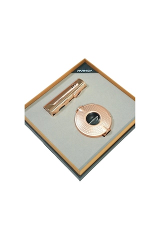 Parmida 3 Torch Bronz Çakmak Bronz V Kesici İkili Puro Seti Tr9851