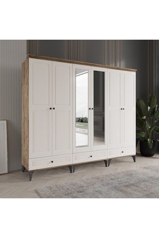 Beenal Nisa 6 Kapaklı Gardırop Dolap 240cm Atlantik Çam-aytaşı