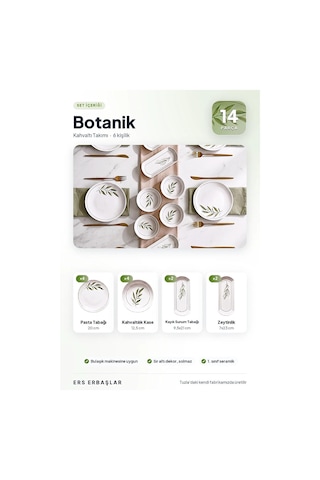 Botanik Yeşil Kamelya 14 Parça 6 Kişilik Kahvaltı Takımı Diğer