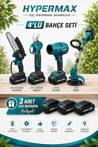 Bahçe Bakım Seti Çim Biçme Makinesi Hava Üfleme Makinesi Dal Budama Makası Ve Budama Testeresi