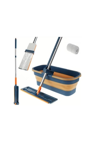 Büro Ev Ofis Yazlık Hijyeni İçin Katlanırr Temizlik Mopu Ve Tekerlekli Kova Seti