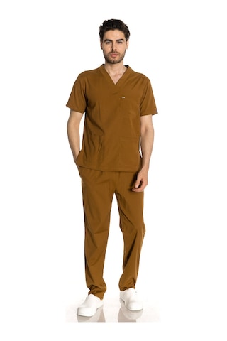 Unisex Likralı Hardal Renkli Scrubs