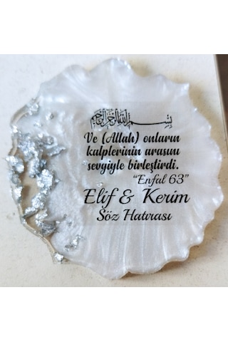 Epoksi Magnet 25 Ad Gümüş Söz Nişan Nikah Düğün Sünnet Hediye