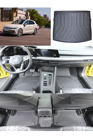 Sahler Volkswagen Golf 8 Otomatik 2021 Ve Sonrası 4.5d Paspas Rizline 3d Üst Bagaj Havuzu Set