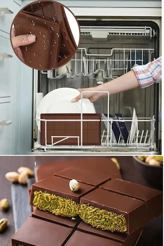 Meşhur Dubai Çikolatası Kalıbı Silikon - Büyük Tablet Çikolata Mum Kek Kalıbı Pasta Kalıbı Renkli