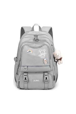 Yeni Ortaokul Okul Çantası Kız Büyük Kapasiteli Öğrenci Omuz Çantası Açık Gri