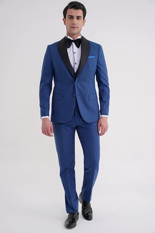 Slim Fit Çıkarılabilir Şal Saten Yaka Parlement Yelekli Damatlık Smokin Takım Black 072 Parlement