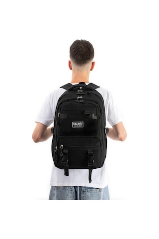 Ventis Unisex Okul 2'li Set Çantası Lise Ortaokul Kalemlikli Sırt Çantası 43 30 Cm Çok Cepli Vnt7-c Siyah