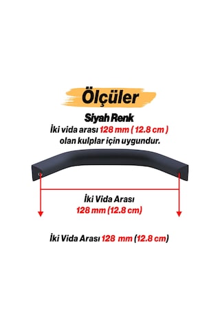 Şahin Siyah Metal Kulp 128 Mm 12.8 Cm Mobilya Çekmece Mutfak Dolabı Dolap Kulpları Kulbu Kulpu Siyah