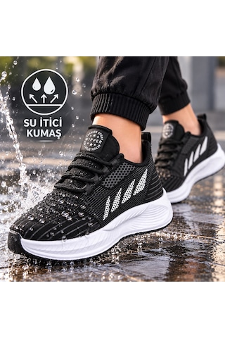 Papucumun Dünyası Unisex Dalgıç Kumaş Su İtici Özellikli Kolay Giyilir Rahat Hafif Spor Ayakkabı Sneaker siyah