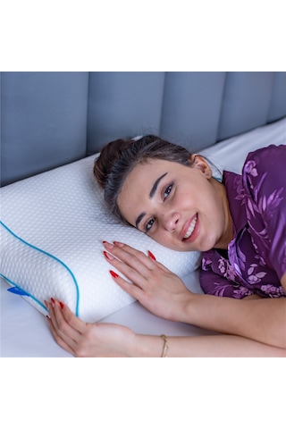 SimpleThePillow Boyun Destekli Visco Yastık Boyun Fıtığı Boyun Düzleşmesi Boyun Ağrısı İçin Ortopedik Boyun Yastığı 55*35*13*8