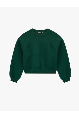 Koton Şardonlu Baskılı Uzun Kollu Bisiklet Yaka Sweatshirt Yeşil 6sak10149ek Yeşil