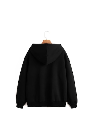 Çello Mello Kapüşonlu Fermuarlı Sweatshirt Siyah Siyah