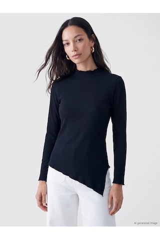 Lc Waikiki Lc Waıkıkı Lacivert Asimetrik Kesim Kadın Fitilli Body