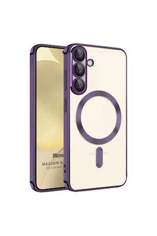 Microsonic Samsung Galaxy Uyumlu A57 Kılıf Magsafe Luxury Electroplate Mor -
