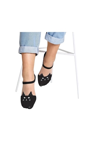 Hitit Socks Kadın 3 Çift Premium Kalite Kedi Desenli Tül Şeffaf Çorap Çok Renkli ASORTİ