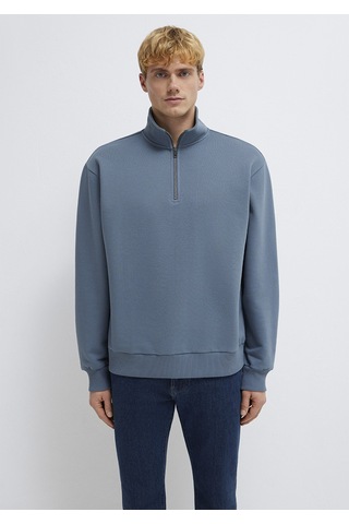 Mavi - Yarı Fermuarlı Mavi Basic Sweatshirt 0s10419-80889 Mavi