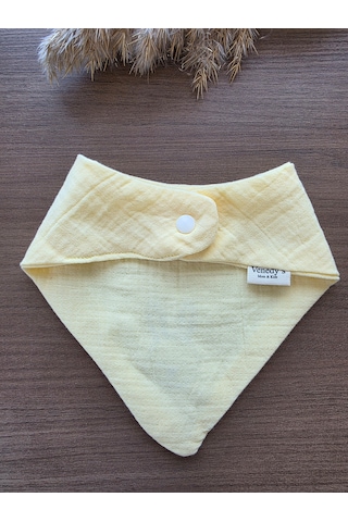 Sleepy Bunny Nakışlı Müslin Bandana Önlük Pastel Sarı