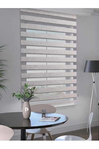 Br Perle Açık Gri Renk Bambu Stor Zebra Perde Yüksek Kalite Alüminyum Kasa Açık Gri