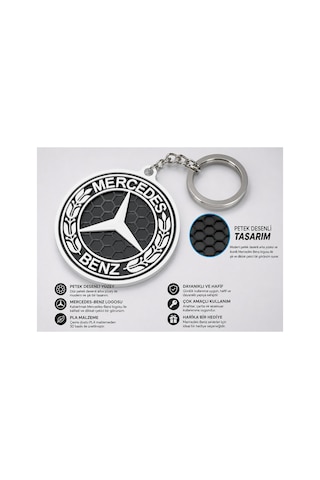 Mercedes-benz Petek Desenli Anahtarlık Beyaz Ve Siyah