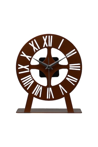 Roma Model Metal Lazer Kesim Akar Sessiz Mekanizmalı Masa Saati Bakır