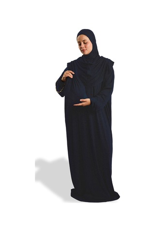 Tek Parça Namaz Elbisesi Viskon Düz 2503 02 Lacivert