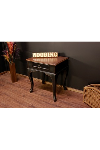 Wooding Masif Ceviz Siyah Komodin - Yan Sehpa