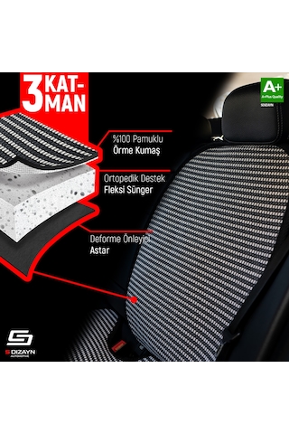 Oto Arka Koltuk Sırt Koruyucu Kılıf Çizgili Füme Beyaz Universal 2 Parça A+ Kalite