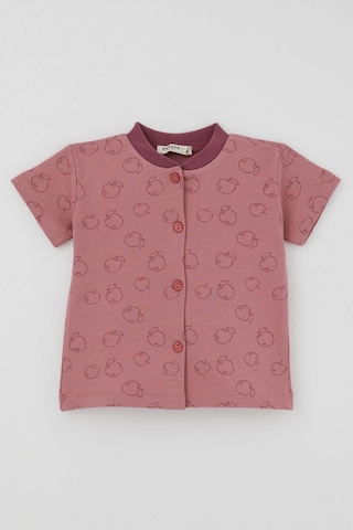 Breeze Kız Bebek Pijama Takımı Elma Desenli Önden Düğmeli 4 Ay - 1 Yaş , Gülkurusu