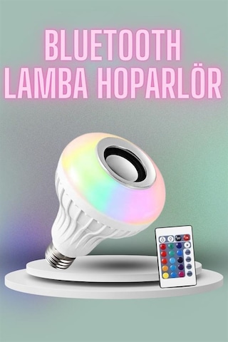 Kumandalı Rgb Led Işık Bluetooth Hoparlör Ses Lambası Renkli Ampul Çok Renkli