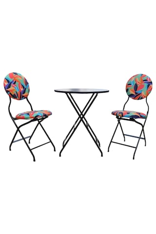 Katlanabilir Renkli Yapraklı Metal Masa Ve Sandalye Takımı - 2 Sa