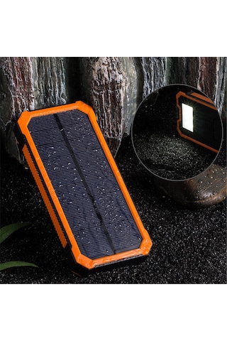 Yunboo Yüksek Kapasiteli 20000mah Güneş Enerjili Powerbank - Çift Usb Portlu Ve Led Fenerli