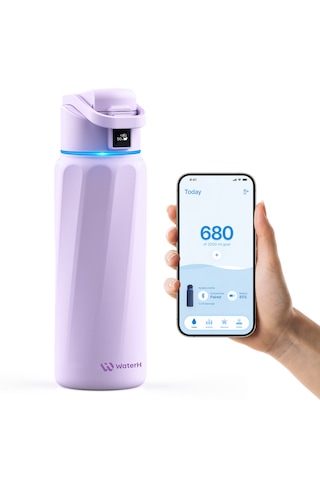 Waterh Boost Akıllı Termos Hidrasyon Takibi Yapan, Yalıtımlı 0,71l / 24oz Akıllı Şişe Mor